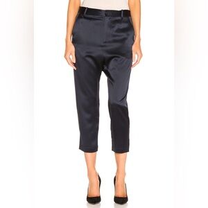 Nili Lotan Paris Silk Pants Navy Size 0 Drop Crotch Cropped Luxury Designer